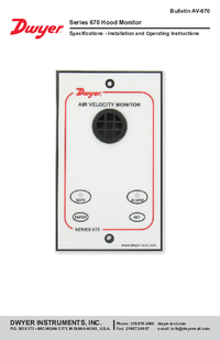 Thumbnail of document Manual - 670 Fume Hood Monitor